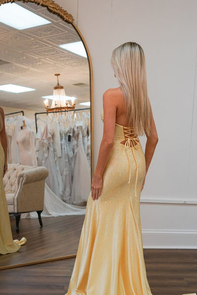 Charming Mermaid V Neck Daffodial Satin Long Prom Dress with Hot Stone Beading AB24111603