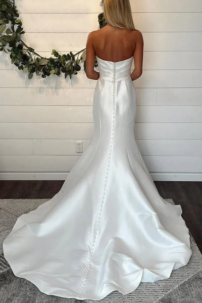 Fashion Mermaid Sweetheart Satin Long Bridal Dresses AB24110603