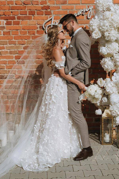 Fairy A Line Lace Wedding Dresses with Appliques AB24102505