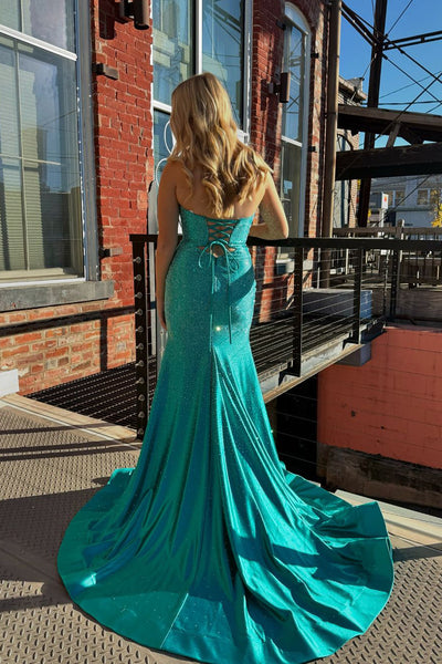 Charming Mermaid V Neck Daffodial Satin Long Prom Dress with Hot Stone Beading AB24111603