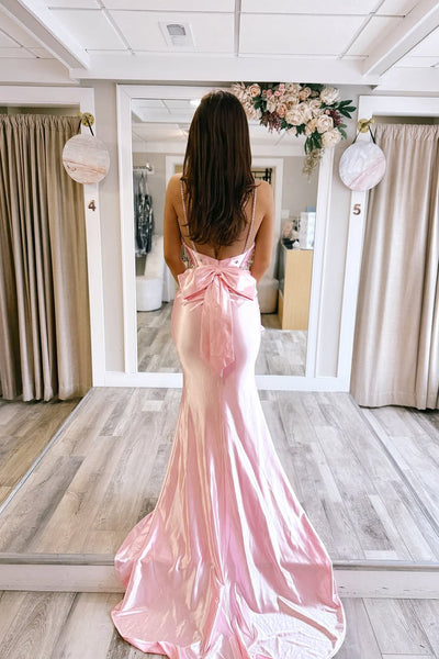 Mermaid Sweetheart Pink Satin Prom Dress with Beading AB25030403