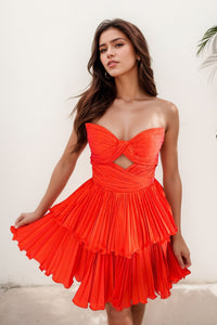 Cute A Line Sweetheart Orange Tulle Short Homecoming Dresses AB24082401