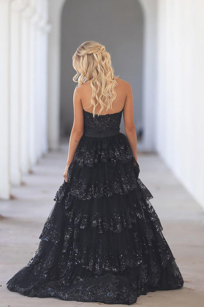 Gorgeous Ball Gown Sweetheart Black Prom Dresses with Bow AB24102802