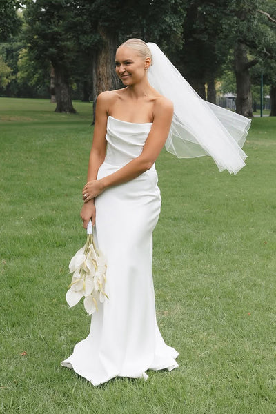 Elegant Mermaid Strapless Elastic Satin Wedding dress AB25021705