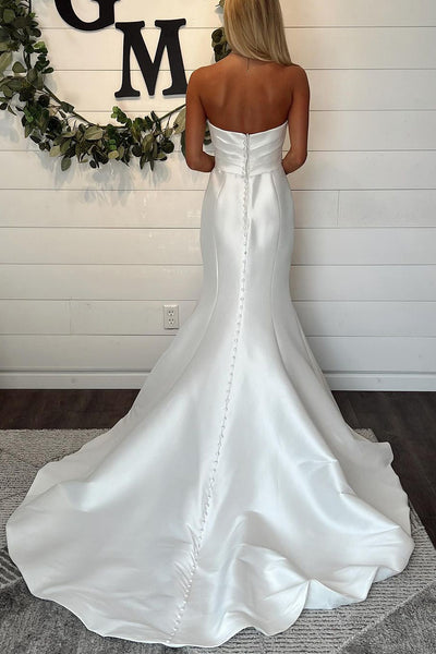 Simple Strapless Mermaid Wedding Dresses with Train AB4051104