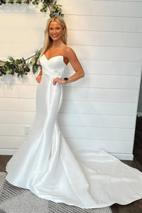 Fashion Mermaid Sweetheart Satin Long Bridal Dresses AB24110603