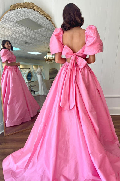 Gorgeous Ball Gown Square Neck Satin Long Prom Dress with Split