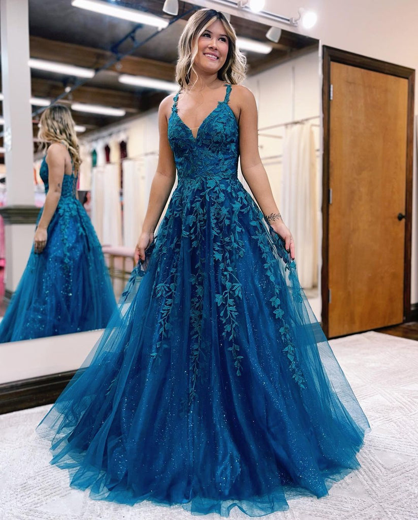 Blue Sweetheart Neck Tulle Long Prom Dress, Beautiful A-Line High Low Party Dress US 12 / Custom Color